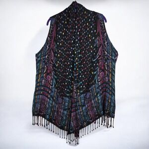 BOK Women's One Size Black Multicolor Paisley Floral Dot Print Scarf Shawl‎ Vest